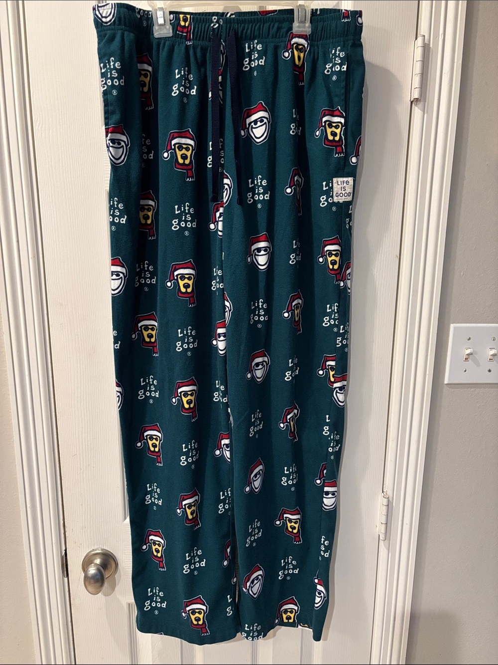 Life Is Good Green Holiday Character Fleece Pajama Bottoms - Large